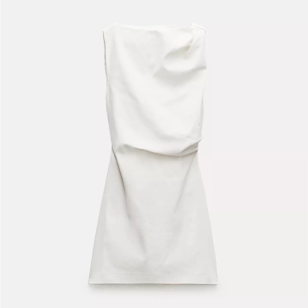 Zara white draped mini dress - small